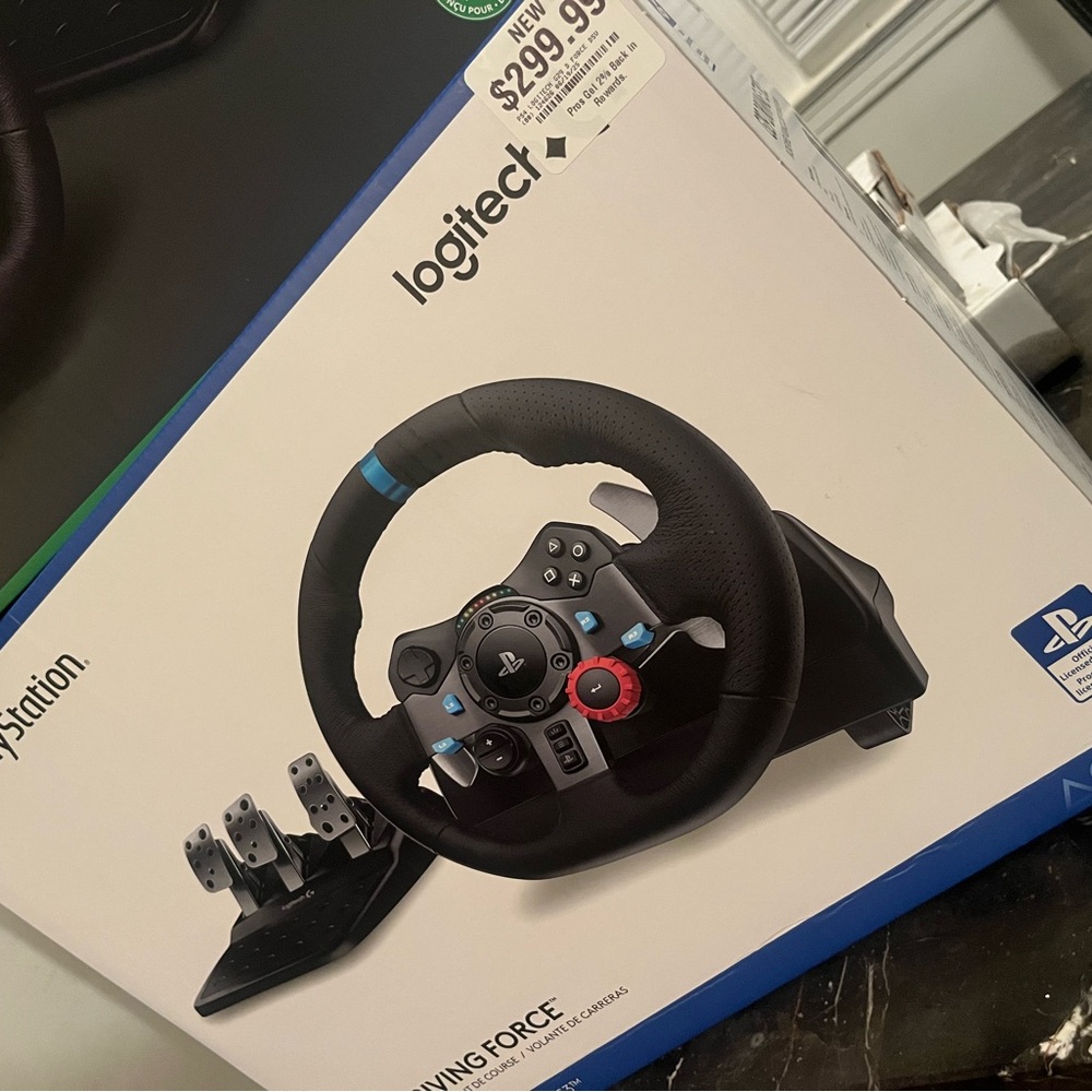 Logitech Racing Wheel with Blue and Black Design